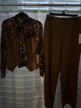 Women's Brown Straight-Leg Trousers
